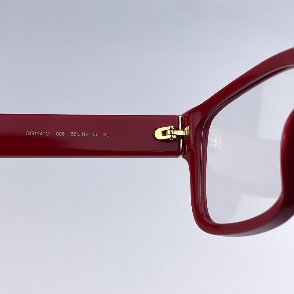 🔥  Gucci GG1141O 006 Eyeglasses Red Square Men - Picture 6 of 10